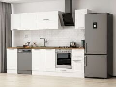 Alvinka 285X210 Cm Klasik Mebran Mutfak Dolabı Beyaz Beyaz M-E80S45S40-2 Mebran | Beyaz - Mdf