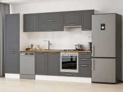 Alvinka 310X210 Cm Klasik Mebran Mutfak Dolabı Mb-E90B60S40-1 Mebran | Antrasit - Suntalam