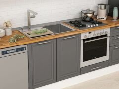 Alvinka 310X210 Cm Klasik Mebran Mutfak Dolabı Mb-E90B60S40-1 Mebran | Antrasit - Suntalam