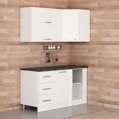 Minar 150Cm Köşe Mutfak Dolabı - Beyaz K150-B4