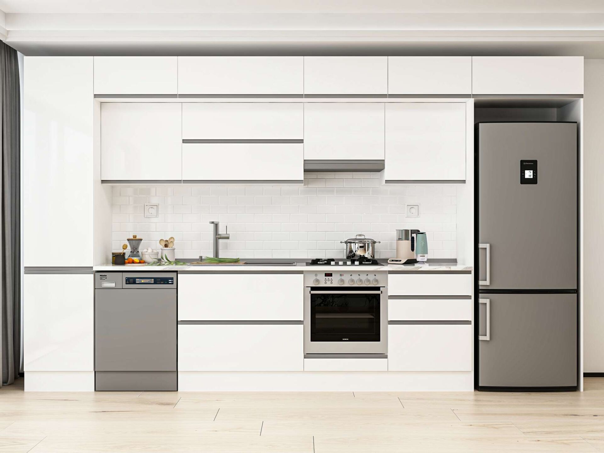 Alvinka 400X240 Cm High Gloss Mutfak Dolabı Mbb-E90B50S60-1