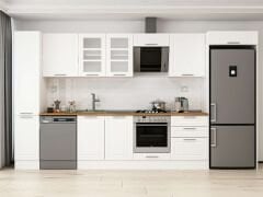 Alvinka 390X222 Cm Klasik Mebran Mutfak Dolabı Mbb-E90B40S60-3 Mebran | Beyaz - Suntalam