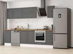 Alvinka 285X210 Cm Klasik Mebran Mutfak Dolabı Beyaz Beyaz M-E80S45S40-2 Mebran | Antrasit - Mdf