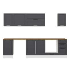 Alvinka 285X210 Cm Klasik Mebran Mutfak Dolabı Beyaz Beyaz M-E80S45S40-2 Mebran | Antrasit - Mdf