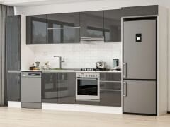 Alvinka 370X222 Cm High Gloss Mutfak Dolabı Mbb-E80B40S50-1 High Gloss | Antrasit - Suntalam