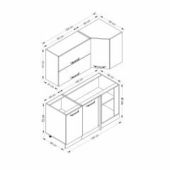 Minar 150Cm Köşe Mutfak Dolabı - Beyaz/Antrasit K150-A2