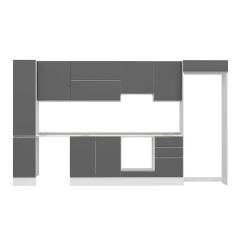 Alvinka 370X222 Cm High Gloss Mutfak Dolabı Mbb-E80B40S50-1 High Gloss | Antrasit - Mdf