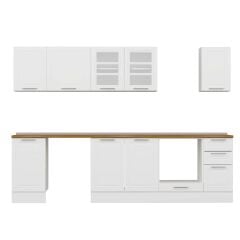 Alvinka 285X210 Cm Klasik Mebran Mutfak Dolabı Beyaz Beyaz M-E80S45S40-3 Mebran | Beyaz - Suntalam