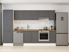 Alvinka 310X210 Cm Klasik Mebran Mutfak Dolabı Mb-E90B60S40-1 Mebran | Antrasit - Mdf