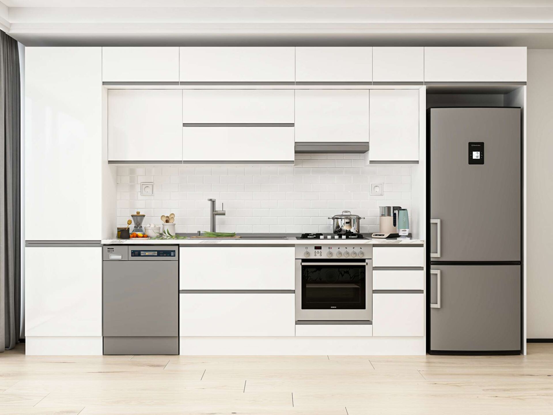 Alvinka 390X240 Cm High Gloss Mutfak Dolabı Mbb-E90B60S40-1