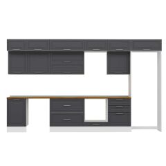 Alvinka 400X240 Cm Klasik Mebran Mutfak Dolabı Beyaz Beyaz Mb-E90S50S60-2 Mebran | Antrasit - Suntalam