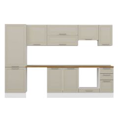 Alvinka 310X210 Cm Klasik Mebran Mutfak Dolabı Mb-E90B60S40-1 Mebran | Kumtaşı - Mdf