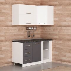 Minar 150Cm Köşe Mutfak Dolabı - Beyaz/Antrasit K150-A4