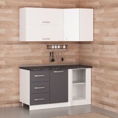 Minar 150Cm Köşe Mutfak Dolabı - Beyaz/Antrasit K150-A4