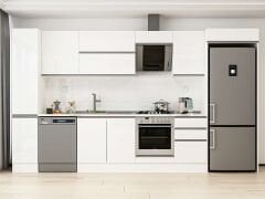 Alvinka 370X222 Cm High Gloss Mutfak Dolabı Mbb-E80B40S50-2 High Gloss | Beyaz - Mdf