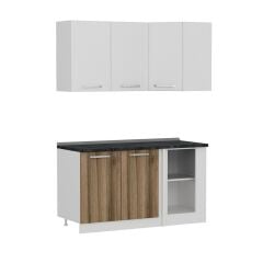 Minar 150Cm Köşe Mutfak Dolabı - Beyaz/Dore K150-D1