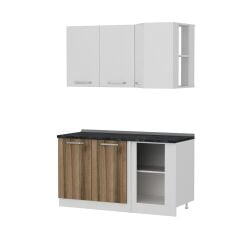 Minar 150Cm Köşe Mutfak Dolabı - Beyaz/Dore K150-D1