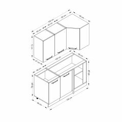 Minar 150Cm Köşe Mutfak Dolabı - Beyaz/Dore K150-D1