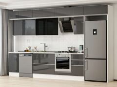 Alvinka 380X240 Cm High Gloss Mutfak Dolabı Mb-E90S45S45-3 High Gloss | Antrasit - Suntalam