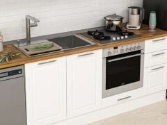 Alvinka 285X210 Cm Klasik Mebran Mutfak Dolabı Beyaz Beyaz M-E80S45S40-3 Mebran | Beyaz - Mdf