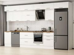 Alvinka 400X240 Cm Klasik Mebran Mutfak Dolabı Beyaz Beyaz Mb-E90S50S60-2 Mebran | Beyaz - Mdf