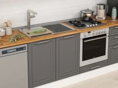 Alvinka 310X210 Cm Klasik Mebran Mutfak Dolabı Mb-E90B60S40-2 Mebran | Antrasit - Suntalam