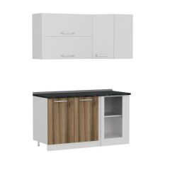 Minar 150Cm Köşe Mutfak Dolabı - Beyaz/Dore K150-D2