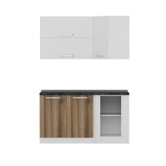 Minar 150Cm Köşe Mutfak Dolabı - Beyaz/Dore K150-D2