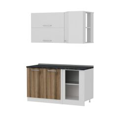 Minar 150Cm Köşe Mutfak Dolabı - Beyaz/Dore K150-D2