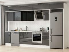 Alvinka 380X240 Cm High Gloss Mutfak Dolabı Mb-E90S45S45-3 High Gloss | Antrasit - Mdf
