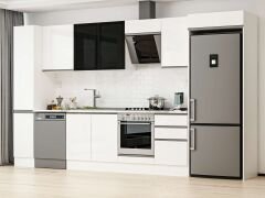 Alvinka 370X222 Cm High Gloss Mutfak Dolabı Mbb-E80B40S50-3 High Gloss | Beyaz - Suntalam