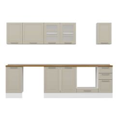 Alvinka 285X210 Cm Klasik Mebran Mutfak Dolabı Beyaz Beyaz M-E80S45S40-3 Mebran | Kumtaşı - Mdf