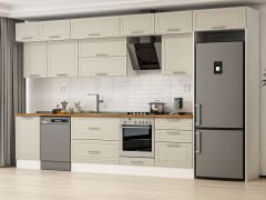 Alvinka 400X240 Cm Klasik Mebran Mutfak Dolabı Beyaz Beyaz Mb-E90S50S60-2 Mebran | Kumtaşı - Mdf