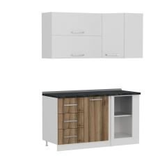 Minar 150Cm Köşe Mutfak Dolabı - Beyaz/Dore K150-D4