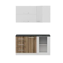 Minar 150Cm Köşe Mutfak Dolabı - Beyaz/Dore K150-D4