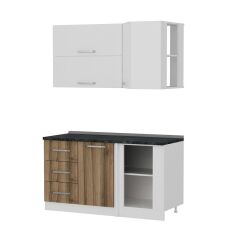 Minar 150Cm Köşe Mutfak Dolabı - Beyaz/Dore K150-D4