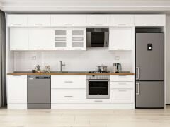 Alvinka 400X240 Cm Klasik Mebran Mutfak Dolabı Beyaz Beyaz Mb-E90S50S60-3 Mebran | Beyaz - Suntalam