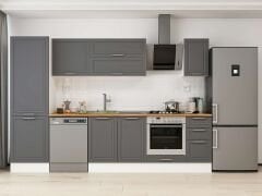 Alvinka 310X210 Cm Klasik Mebran Mutfak Dolabı Mb-E90B60S40-2 Mebran | Antrasit - Mdf