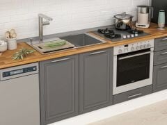 Alvinka 310X210 Cm Klasik Mebran Mutfak Dolabı Mb-E90B60S40-2 Mebran | Antrasit - Mdf