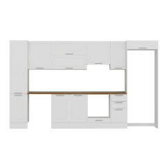 Alvinka 375X222 Cm Klasik Mebran Mutfak Dolabı Mbb-E90B45S40-1 Mebran | Beyaz - Mdf