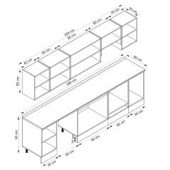Alvinka 290X210 Cm Klasik Mebran Mutfak Dolabı Beyaz Beyaz M-E80S45S45-1 Mebran | Antrasit - Suntalam