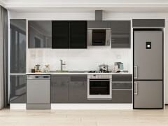 Alvinka 370X222 Cm High Gloss Mutfak Dolabı Mbb-E80B40S50-3 High Gloss | Antrasit - Mdf
