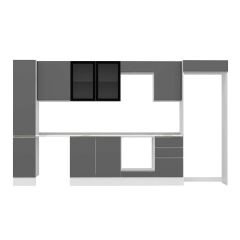 Alvinka 370X222 Cm High Gloss Mutfak Dolabı Mbb-E80B40S50-3 High Gloss | Antrasit - Mdf