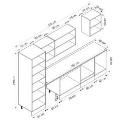 Alvinka 310X210 Cm Klasik Mebran Mutfak Dolabı Mb-E90B60S40-3 Mebran | Antrasit - Suntalam