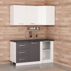 Minar 155Cm Köşe Mutfak Dolabı - Beyaz/Antrasit K155-A2