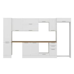 Alvinka 375X222 Cm Klasik Mebran Mutfak Dolabı Mbb-E90B45S40-2 Mebran | Beyaz - Suntalam