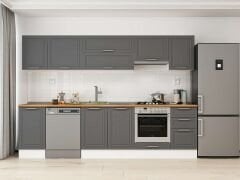 Alvinka 290X210 Cm Klasik Mebran Mutfak Dolabı Beyaz Beyaz M-E80S45S45-1 Mebran | Antrasit - Mdf