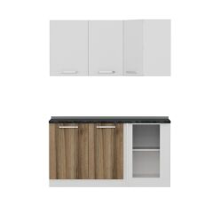 Minar 155Cm Köşe Mutfak Dolabı - Beyaz/Dore K155-D1