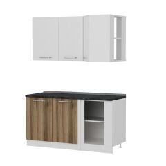 Minar 155Cm Köşe Mutfak Dolabı - Beyaz/Dore K155-D1