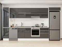 Alvinka 380X222 Cm High Gloss Mutfak Dolabı Mbb-E80B40S60-1 High Gloss | Antrasit - Suntalam